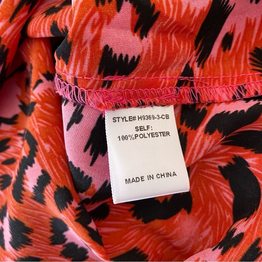 JODIFL Red Pink Leopard Print Long Sleeve Shift Dress - Picture 9 of 12